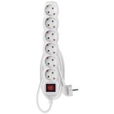  Podaljšek 1,5 m / 6 vtičnic / s stikalom / beli / PVC / 1,5 mm2 | Shoptok.si