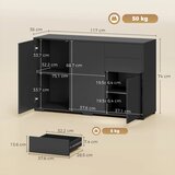  Komoda ladica 2 ladice push-click 117 cm x 36 cm x 74 cm crna | shoptok.hr