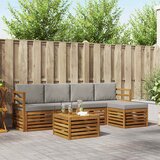  Set vanjskih sofa 6 kom. Prirodna i svjetlosiva Bijela 59 x 59 x 37 cm | Shoptok.si