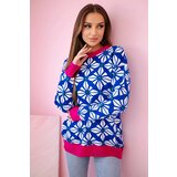 Kesi Sweater with geometric motif purple-blue | shoptok.hr