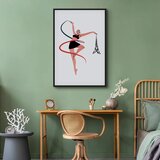  Slika - Rhythmic Gymnastics - Illustration of a Woman With a Ribbon 80x120 U crnom drvenom okviru | shoptok.hr