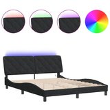 Maison Chic Posteljni okvir - Dvoposteljna postelja - Zakonska postelja z LED lučkami črn 160x200 cm žamet, (21694220) Cene