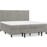 The Living Store Box spring postelja z vzmetnico svetlo siva 200x200 cm žamet - Box Spring Postelja, (21491720) | Shoptok.si