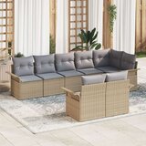  8-delni vrtni kavč set z blazinami bež poli ratan, (22094207) | Shoptok.si