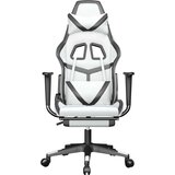  Igraća stolica od umjetne kože s osloncem za noge Bijela i crna | shoptok.hr