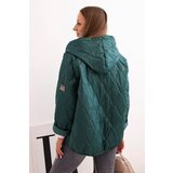 Kesi Włoski Women's quilted jacket with a hood dark green | shoptok.hr