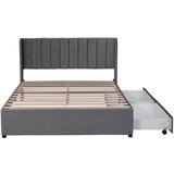Lumor Postelja 140x200 cm z 2 predaloma – oblazinjena v žamet – moderen slog – siva, (22151366) | Shoptok.si