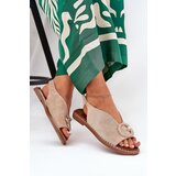 Boto Flat Sandals With Decoration Beige Haliones | shoptok.hr