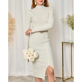 Resti Women's cream colored sweater dress with half turtleneck | Shoptok.si