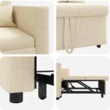  3-u-1 Singl Sofa Krevet Pretvarač Krem Tkanina | shoptok.hr