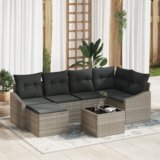 vidaXL 7-delni vrtni jedilni set z blazinami siva poli ratan | Shoptok.si