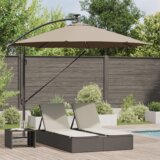 vidaXL Kantaliv dežnik z bananom Taupe 294 x 294 x 248 cm | Shoptok.si