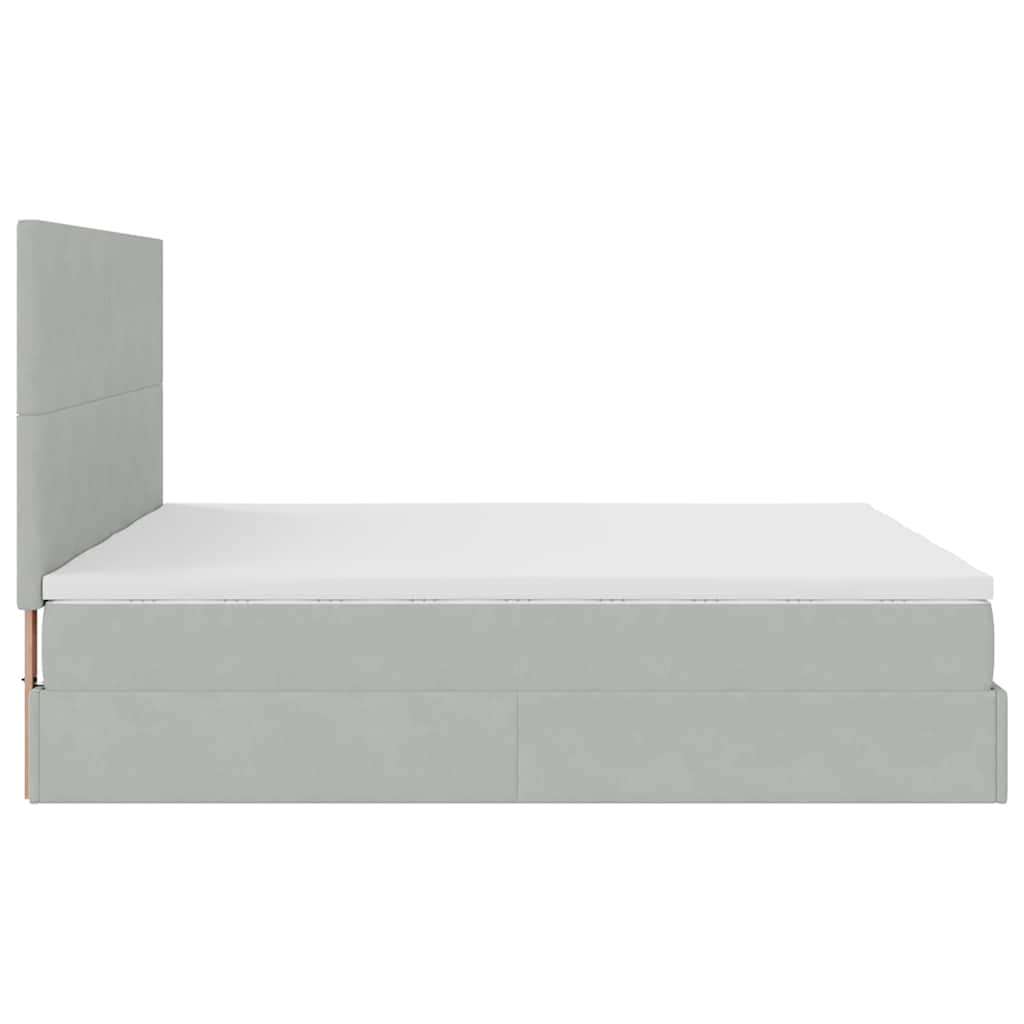 vidaXL Otomanski posteljni okvir z vzmetnicami siv 200x200cm žamet | Shoptok.si