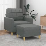  Fotelja s tabureom tamnosiva 60 cm od tkanine | shoptok.hr