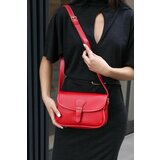 Madamra Red Women's Crossbody Bag with Buckle Flap Cene
