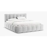 Micadoni Home Svijetlo sivi tapecirani bračni krevet s prostorom za odlaganje s podnicom 160x200 cm Lupine –