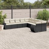  10-dijelni set vrtnih sofa s jastucima crni od poliratana Crna 71 x 62 x 69 cm | shoptok.hr