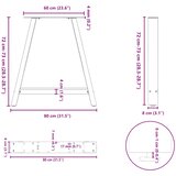  Noge za blagovaonski stol A-oblika 2 kom antracit 80 x (72-73) cm čelik | shoptok.hr
