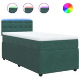 vidaXL Box spring postelja z vzmetnico temno zelena 100x200 cm žamet, (21306939) | Shoptok.si