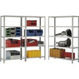 eurokraft pro Privijačeni regal za velike obremenitve, svetlo siva RAL 7035, višina regala 2000 mm, osnovni regal, širina x globina 1000 x 300 mm | Shoptok.si