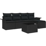 vidaXL 6-dijelni set kauča s jastučićima Crni poli ratan | shoptok.hr