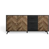 Marckeric Črna/rjava nizka komoda 181x81 cm Chevrons – Marckeric Cene