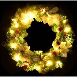  Božićni vijenac s LED svjetlima zeleni 60 cm PVC | shoptok.hr