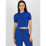 Fashion Hunters Cobalt blue blouse with ribbed cut Cene