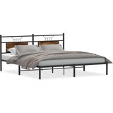  Posteljni okvir brez vzmetnice hrast 183x213 cm inženirski les, (21829171) | Shoptok.si