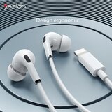 Yesido Stereo slušalice (YH-36) - In-ear, Lightning, 1,2 m - Bijele | shoptok.hr
