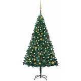  Umjetno osvijetljeno božićno drvce s kuglicama zeleno 210cm PVC | shoptok.hr
