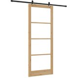  Klizna vrata Prirodna 93 x 232 cm Masivna borovina i staklo | shoptok.hr