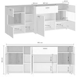 Modern Living Široka Komoda Dalano, Bela, Barva Hrasta | Shoptok.si