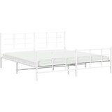 vidaXL Kovinski posteljni okvir z vzglavjem in vznožjem bel 193x203 cm, (21007173) | Shoptok.si