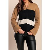 Fenzy Pleteni Kardigan S V-Izrezom, Krem/Crno/Bijeli | shoptok.hr
