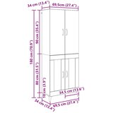  Highboard Staro drvo 69,5 x 34 x 180 cm Konstruirano drvo | shoptok.hr