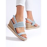 Shelvt Blue women's wedge sandals | shoptok.hr