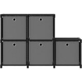 Police za izlaganje s 5 kutija crne 103x30x72,5 cm od tkanine | shoptok.hr