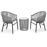  3-dijelni bistro set od PE ratana s jastucima sivi | shoptok.hr