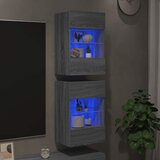  Zidni ormarići s LED svjetlima za TV 2 kom siva boja hrasta 40 x 30 x 60,5 cm | shoptok.hr