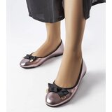 Gemre Silver metallic ballet flats with a bow Boro Cene