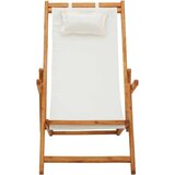  Zložljiv stol za na plažo trden evkaliptusov les in krem blago, (20658032) | Shoptok.si