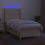  Box spring postelja z vzmetnico LED krem 100x200 cm blago, (20901193) | Shoptok.si