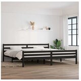  Posteljni okvir črn iz trdnega lesa 200x200 cm | Shoptok.si