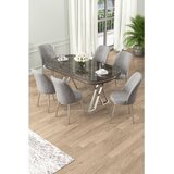 Hanah home Set Trpezarijski sto i 6 stolica Lai, siva | Eponuda.ba