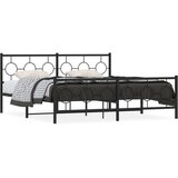  Metalni okvir kreveta uzglavlje i podnožje crni 183x213 cm | shoptok.hr