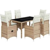 vidaXL 7-dijelni vrtni bistro set od poliratana s jastucima bež | shoptok.hr