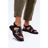 ARTIKER Leather Women's Sandals Patent With Decorative Detail Cene