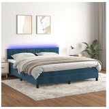 vidaXL Krevet box spring s madracem LED tamnoplavi 180x200 cm baršun Cijene