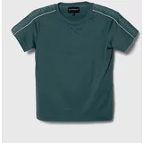 Emporio Armani Bombažna kratka majica turkizna barva